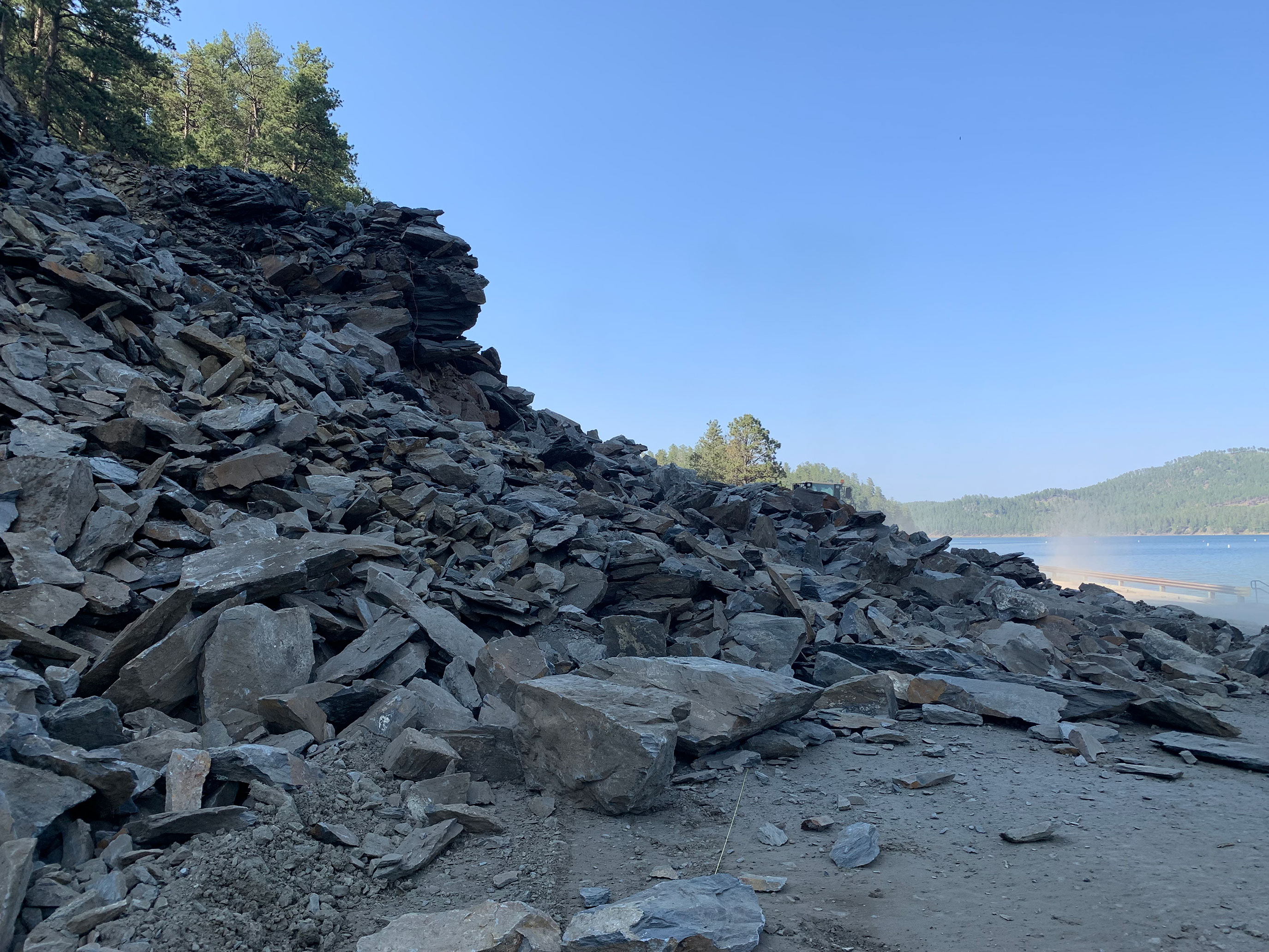 Rocks on side of hill.